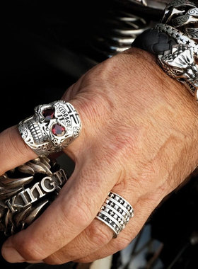 KING BABY经典铆钉联排戒指哥特摇滚潮流ins简约男戒礼物