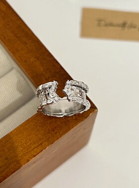 韩式ins风碎冰冰宽版戒指龙麟