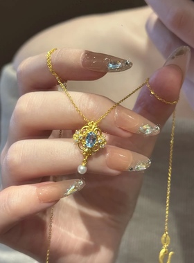 蓝夜星眸温柔优雅鸢尾花项链