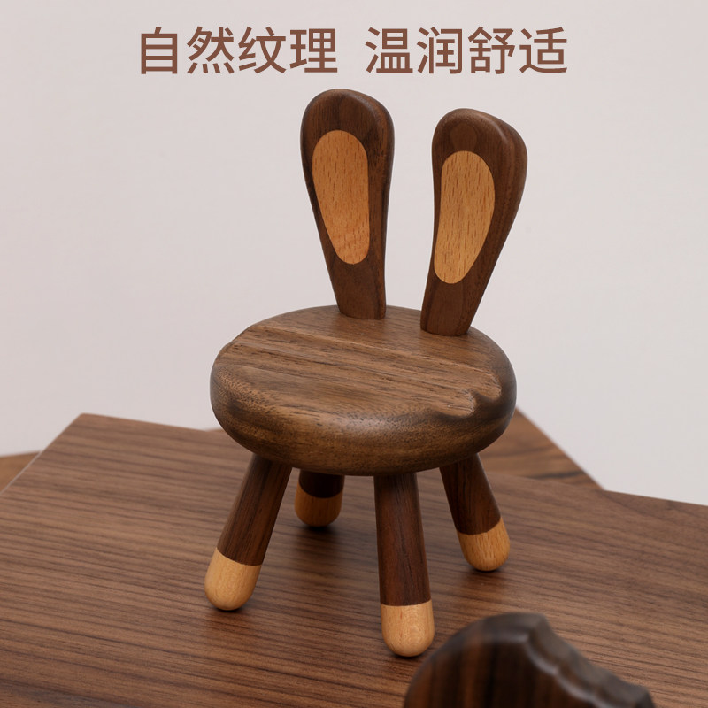 创意办公室桌面手机支架看视频直播苹果华为通用实木质懒人手机座
