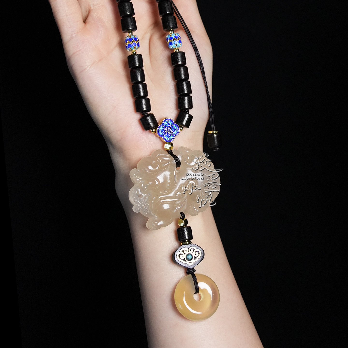 檀木佛珠汽车挂件高档保平安玉石麒麟车内吊饰挂饰品短2025新款,淘宝优惠券,粉丝福利购,淘宝优惠卷