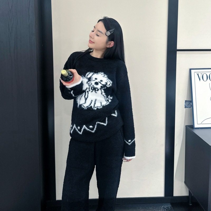 秋冬半边绒睡衣可爱卡通小狗印花宽松舒适家居服,淘宝优惠券,粉丝福利购,淘宝优惠卷