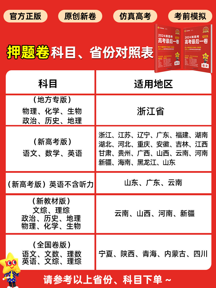 2024新高考浙江高考最后一卷押题卷 语文数学英语物理化学生物政治历史地理新高考真题综合模拟试卷 金考卷百校联盟 - 图1