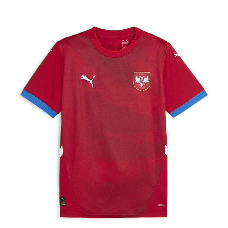 酷锐足球彪马2024欧洲杯塞尔维亚队主场球迷版短袖球衣774300-01-图0