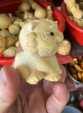 实心龙血金丝竹雕刻动物生肖老虎手把件文玩茶宠盘玩送礼收藏