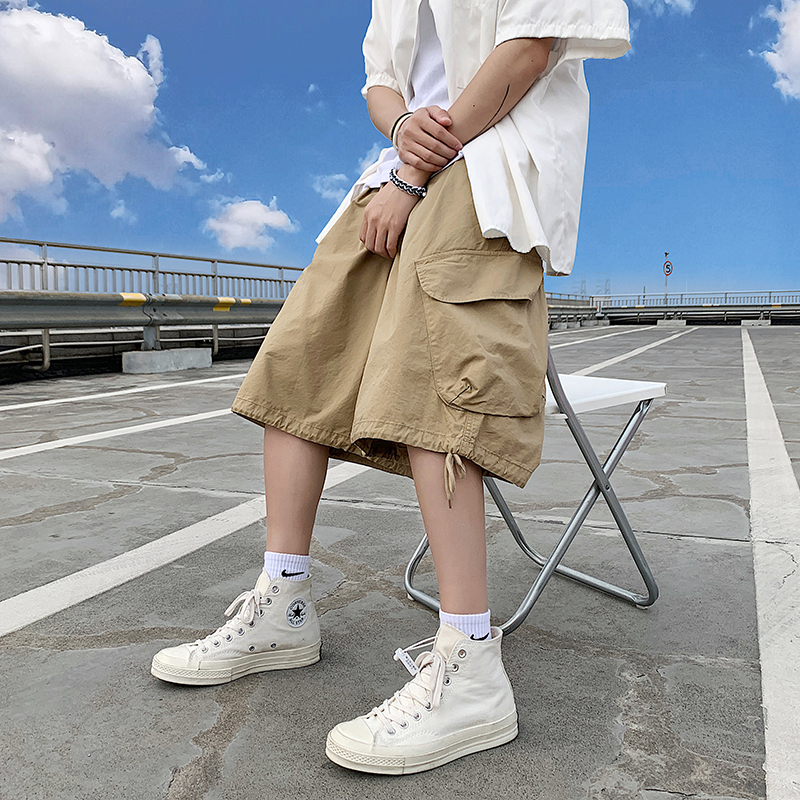 日系cityboy工装短裤男夏季胖子大码百搭高街潮流阔腿美式五6分裤 - 图3