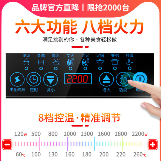 Hemisphere Induction Cooker Haushalt kleiner intelligent neuer energiesparender Hotpot-Kochtopf integriert in den vollen Satz kommerzieller Batterieherd