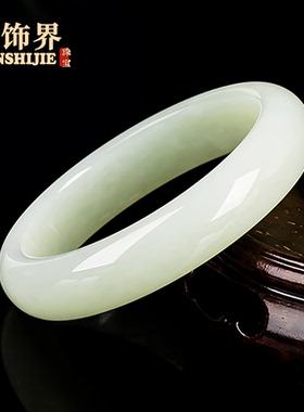 外蒙料和田羊脂白玉圆条手镯