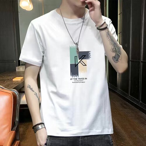 夏季棉短袖T恤男女同款休闲百搭款宽松圆领半袖上衣大码打底衫 - 图1