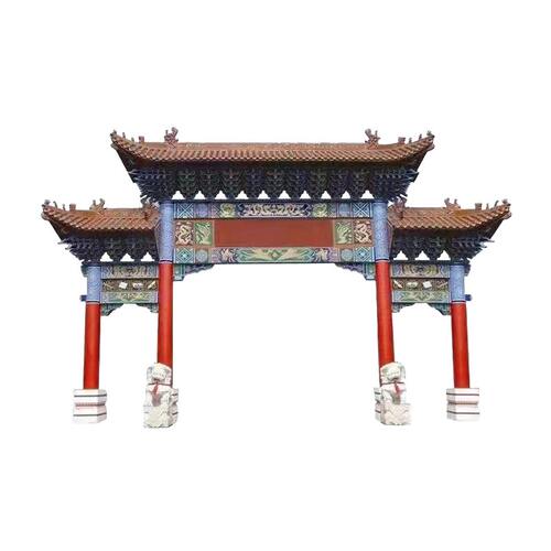承揽水泥牌楼新农村牌坊仿古村口寺庙门楼古建筑实木结构彩绘施工 - 图3