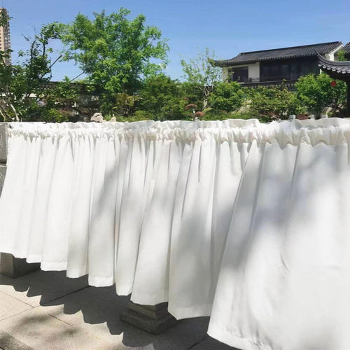 免打孔透光不透人白色纱帘魔术贴半帘橱柜防尘帘厨房门帘飘窗短帘 - 图1