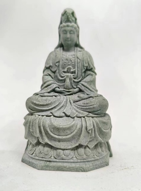 青砂石净瓶观音菩萨摆件