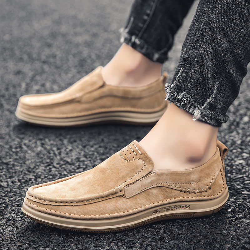 骆驼洲男鞋秋季真皮软底软皮一脚蹬豆豆鞋商务正装男士休闲皮鞋男,淘宝优惠券,粉丝福利购,淘宝优惠卷