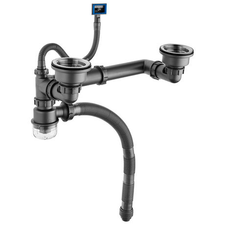 Kitchen Sink Single Double Slot Drain Pipe Dishwashing Pool Stainless Steel Water Saver Set Double Washing