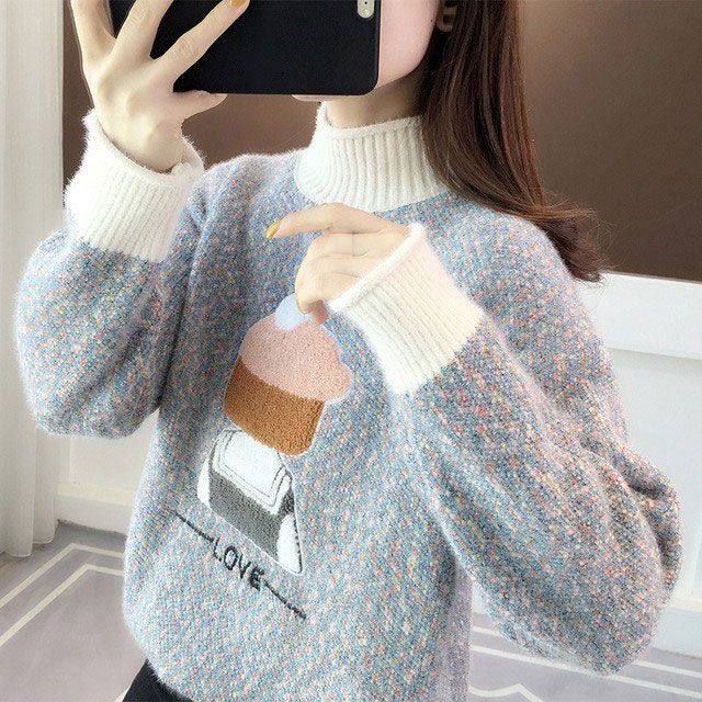 大童女孩水貂绒毛衣12秋冬装13初中学生15岁宽松半高领针织打底衫,淘宝优惠券,粉丝福利购,淘宝优惠卷