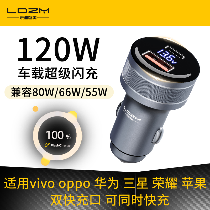 LDZM120w80w车载充电器适用荣耀苹果15华为mate60/pro超级快充88W - 图0