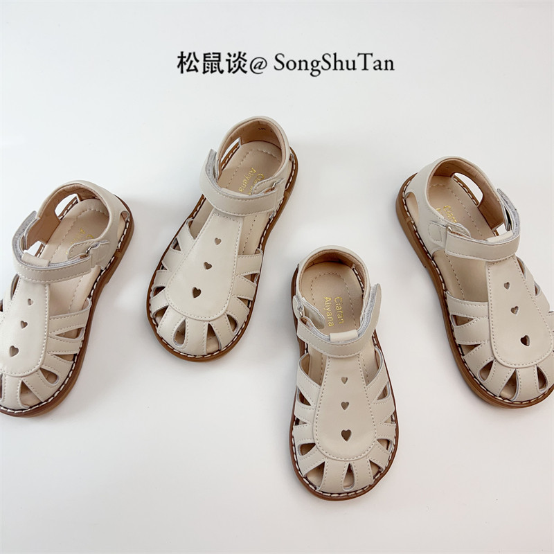 真牛皮女童凉鞋包头儿童森系白色公主鞋洛丽塔镂空时装罗马鞋软底,淘宝优惠券,粉丝福利购,淘宝优惠卷