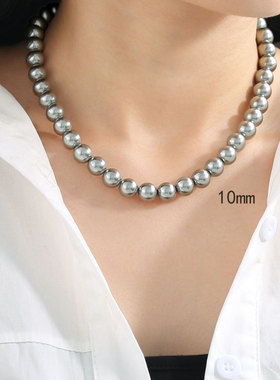 施家珍珠锁骨女简约项链复古