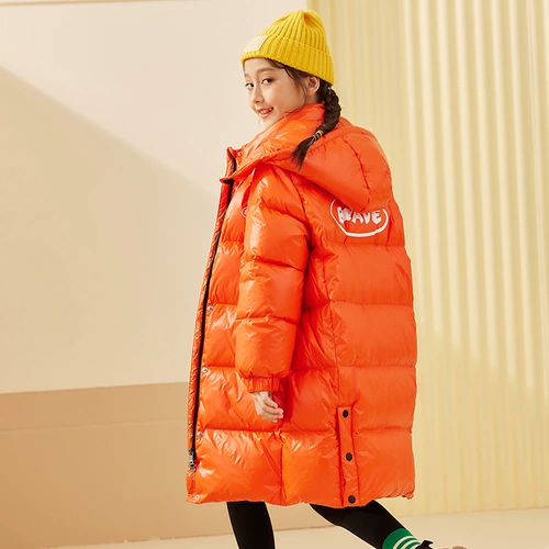 Детский длинный пуховик с пухом подходит для мужчин и женщин, куртка, коллекция 2021, подходит для подростков, в западном стиле