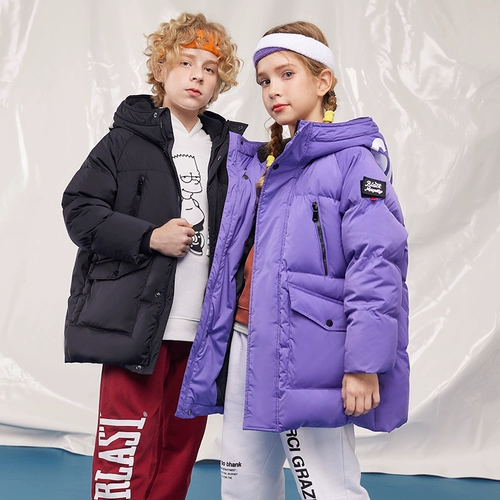 Детский пуховик для мальчиков, бархатная куртка, коллекция 2021, в западном стиле, утиный пух, подходит для подростков, детская одежда