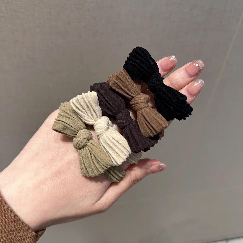s新款奶咖色高弹力蝴蝶结加粗橡皮筋头绳女扎头发耐用发绳皮套发_虎窝淘