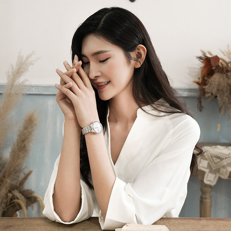 正品时尚防水自动钢带女士天王表 天王壹寸金国产腕表