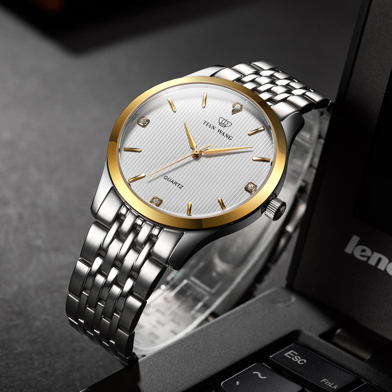 正品防水钢带商务休闲情侣天王表 天王壹寸金国产腕表