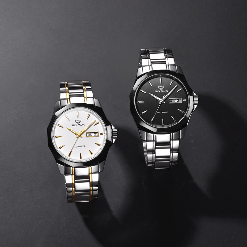 天王表钢带商务自动防水陶瓷表圈 天王壹寸金国产腕表