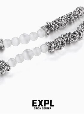 【张丫丫优选】猫眼石个性不规则荆棘ins轻奢嘻哈钛钢项链D-1683