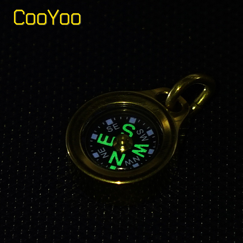 CooYoo CPS-1黄铜挂扣型迷你指南针 户外指北针罗盘便携野营夜光 - 图2