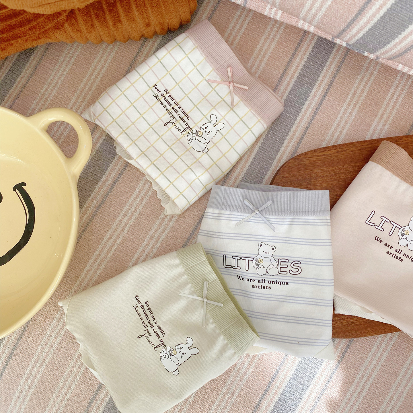 微内薇韩系内裤女生大码透气甜美不夹臀夏季轻薄高弹抑菌三角裤