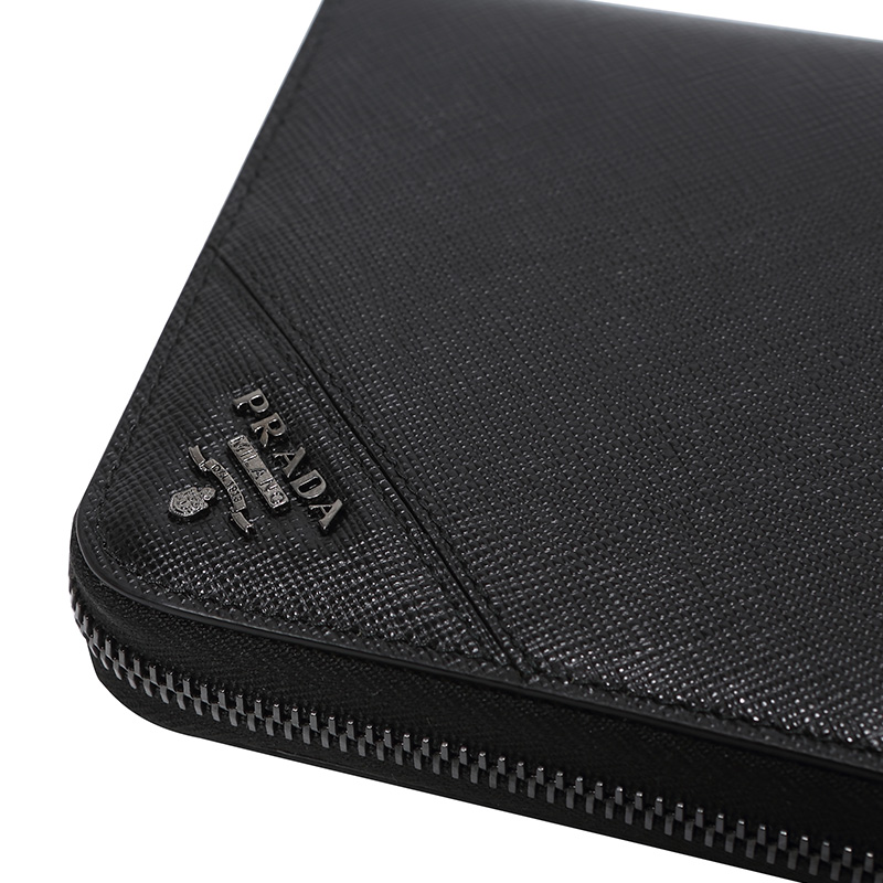 prada /普拉达金属徽标男士19钱包 邦琦国际钱包