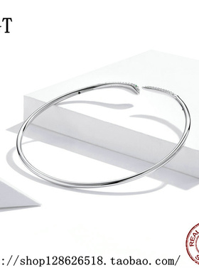 开口欧美风纯银首饰品手镯潮流