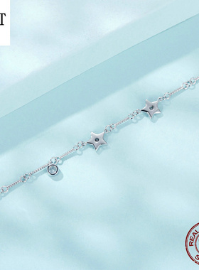 原创个性立体小星星手链 小众冷淡风纯银高端五角星星形手链手饰