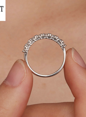 【送证书】新款10分花纹莫桑石戒指 高级感单排s925纯银食指指环