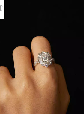 轻奢闪耀2克拉莫桑大主石戒指925纯银饰品大钻个性奢华高端首饰女