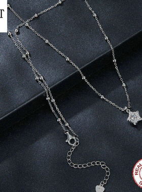 银姿韵莫桑石星辰锁骨链