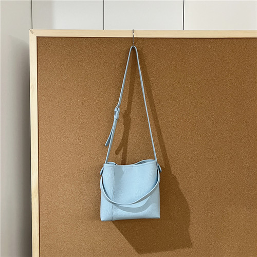 小脏柜 高级感小众荔枝纹手提水桶包复古日常通勤百搭单肩斜挎包 - 图1