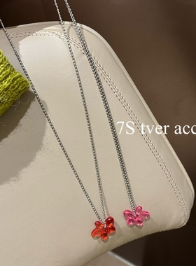 小巧项链tver珠链女纯色树脂