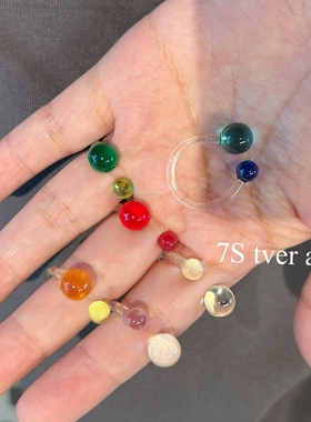 Tver acc 韩国进口亚克力撞色戒指女小众设计气质百搭食指戒