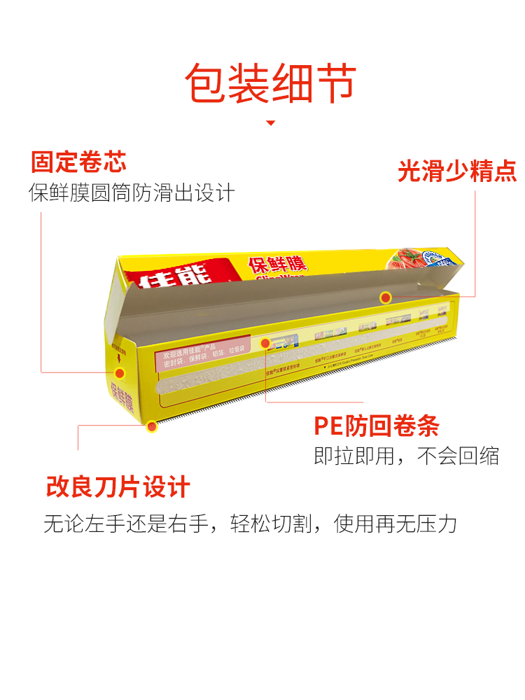 GLAD/佳能保食品级保鲜膜保鲜纸60m大卷厨房家用组合经济装切割盒