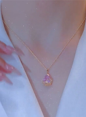 粉色水滴项链锁骨链拍下立减5元