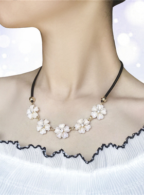 春夏花朵项饰清新时尚夸张配饰装饰韩版韩国饰品短款锁骨链项链女