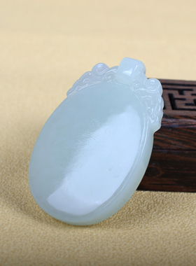 天然和田玉青海料平安无事牌吊坠