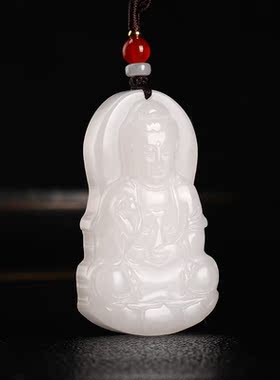 弥勒佛吊坠男女士款笑佛金丝情侣玉佩保平安护身玉石项链白玉观音