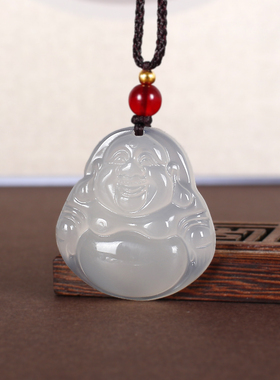 天然白玉髓佛公吊坠本命年男女
