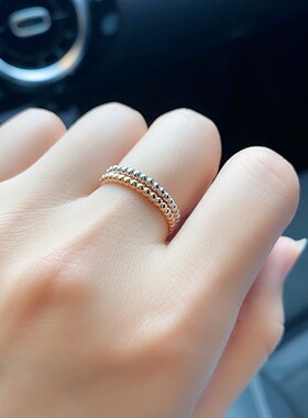 珠珠圈戒指纯银素圈珠边指环尾戒