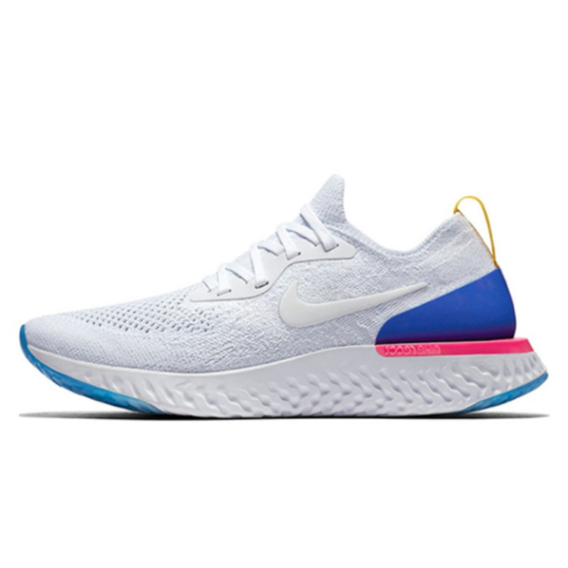 Nike Epic React Flyknit 白彩虹 男女运动跑步鞋 AQ0070-101 LM - 图3