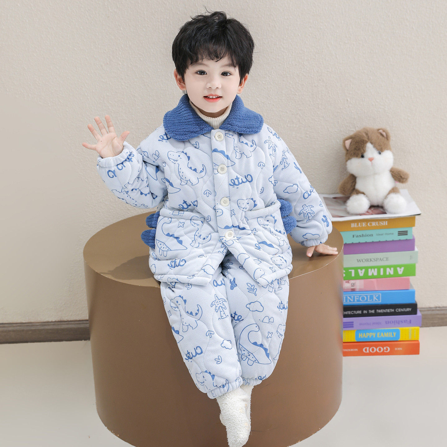 男童睡衣套装秋冬款法兰绒三层夹棉儿童珊瑚绒加绒加厚保暖家居服,淘宝优惠券,粉丝福利购,淘宝优惠卷