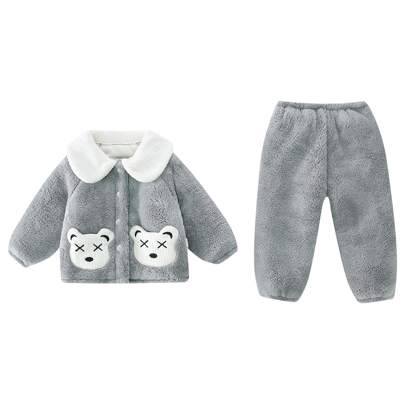 男童睡衣秋冬季雪肤绒翻领夹棉开衫套装儿童珊瑚绒加厚保暖家居服,淘宝优惠券,粉丝福利购,淘宝优惠卷